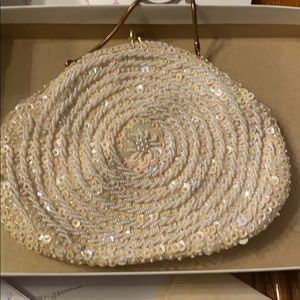 Vintage Hand Beaded Sequin & Pearl Evening Bag
